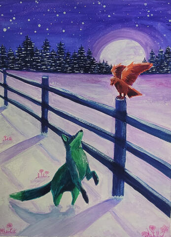 Fox and Crow | Gouache on Paper